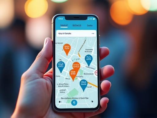 営業中のベンダーを示すWanderFoodアプリのマップ画面